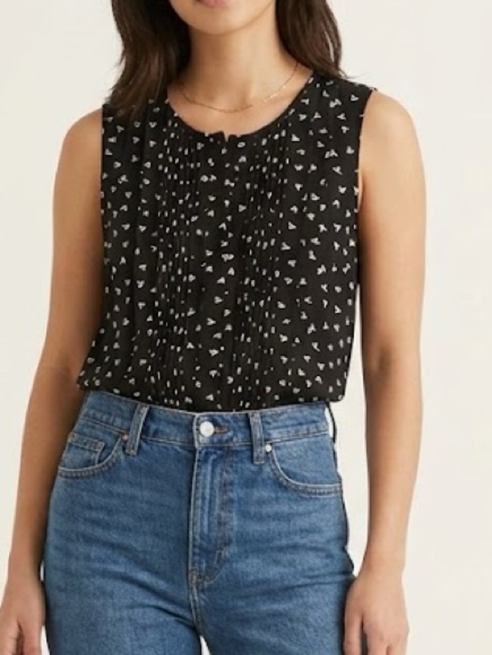 Dolan Black Feather Printed Tank Blouse XS